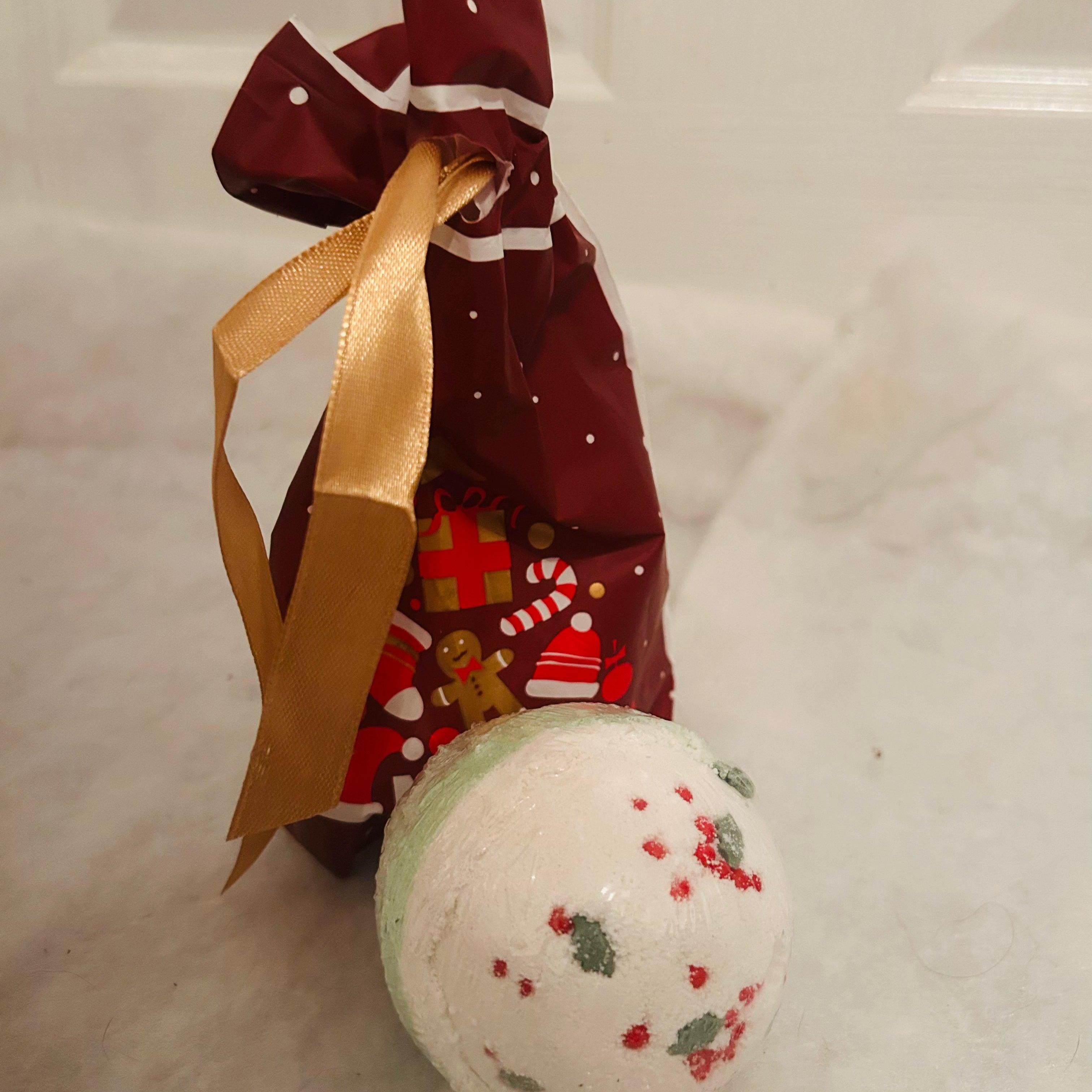 Giant holly and berry bath bomb