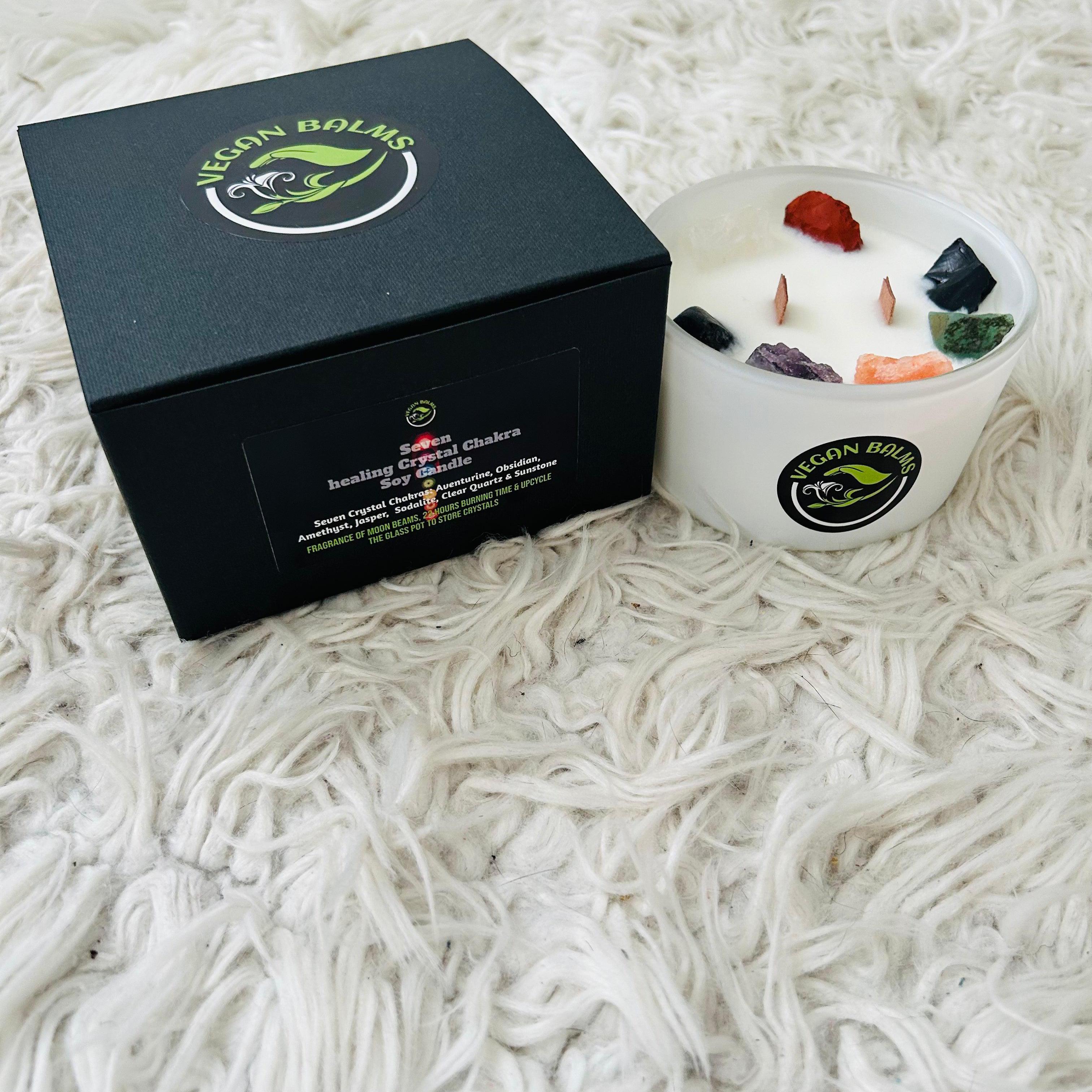 Seven healing crystal chakra soy candle